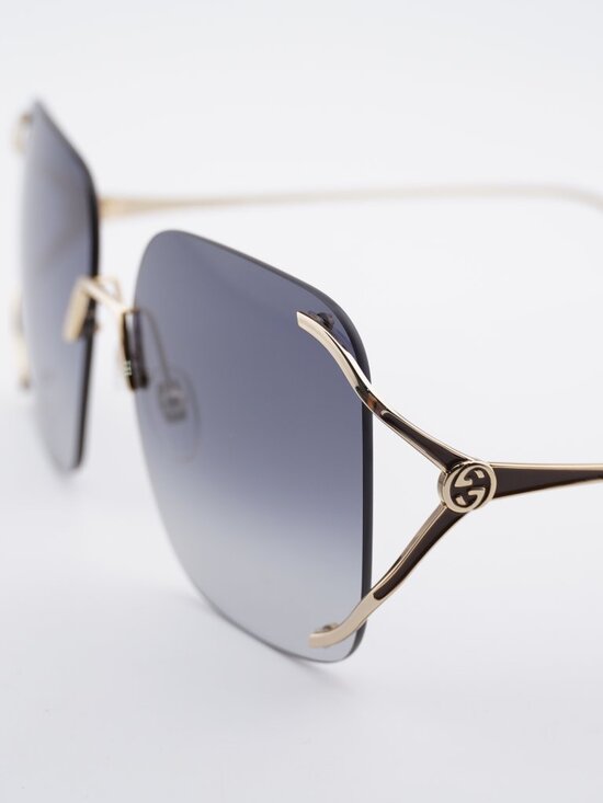 Gucci GG0646S 001 Sunglasses Gold Square Frame, Grey Lenses main image 8